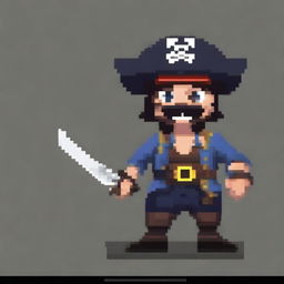 Create a 16-bit pixel art character of a pirate