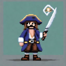 Create a 16-bit pixel art character of a pirate