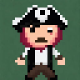 Create a 32-bit pixel art image of a pirate character