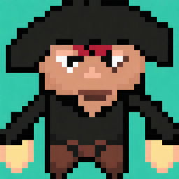 Create a 32-bit pixel art image of a pirate character