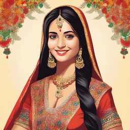 Create an image of an Indian girl wearing traditional clothing