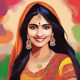 Create an image of an Indian girl wearing traditional clothing