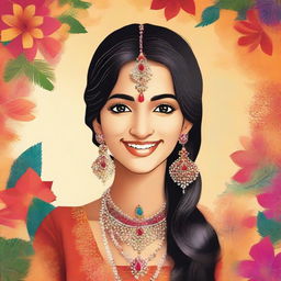 Create an image of an Indian girl wearing traditional clothing