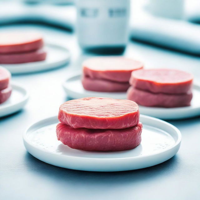 A close-up view of lab-grown meat in a petri dish