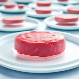 A close-up view of lab-grown meat in a petri dish