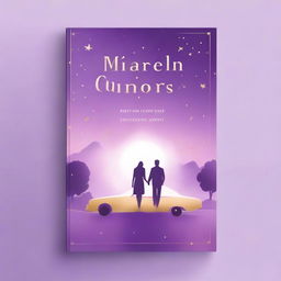 Create a book cover in shades of lilac, gold, and white, where a couple is separated by a car accident