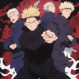 Create an image featuring characters from Jujutsu Kaisen