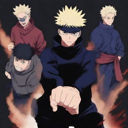 Create an image featuring characters from Jujutsu Kaisen