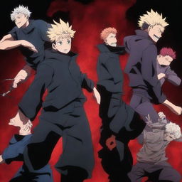 Create an image featuring characters from Jujutsu Kaisen