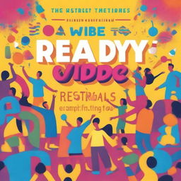 A vibrant and lively book cover titled 'Ready to Vibe? A Guide to Hosting Events & Festivals'