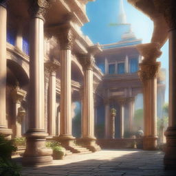 A breathtaking view of a magic academy in an ancient city