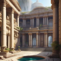 A breathtaking view of a magic academy in an ancient city