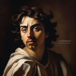 Design a book cover featuring the verse 'My God, my God, why have you deserted me?' in the style of a Caravaggio painting