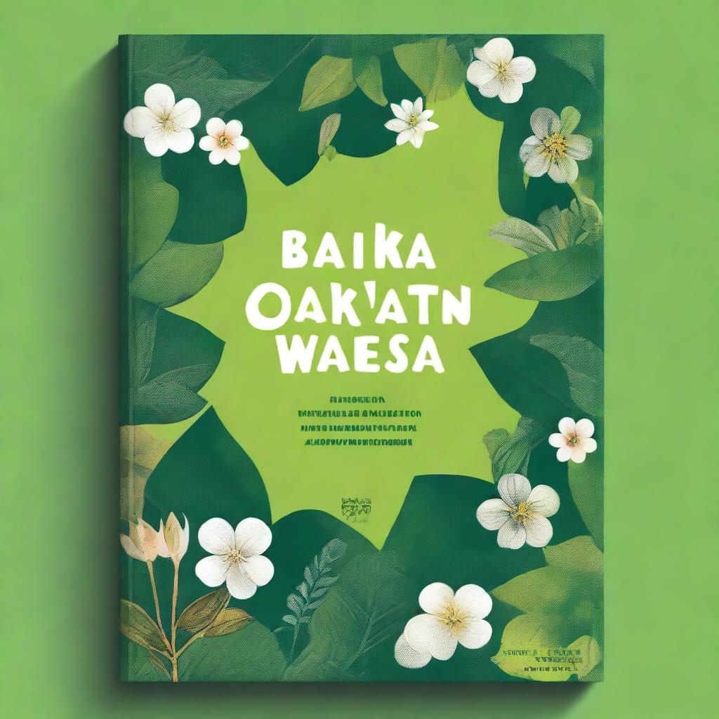 The book cover features a bright green background with soft cream borders