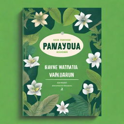 The book cover features a bright green background with soft cream borders