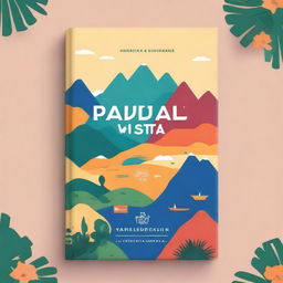 A beautifully designed travel guide book cover featuring scenic landscapes, iconic landmarks, and cultural elements