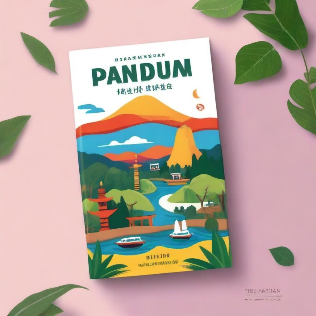 A beautifully designed travel guide book cover featuring scenic landscapes, iconic landmarks, and cultural elements