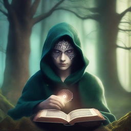 Create a fantasy-style book cover featuring a character with their eyes covered