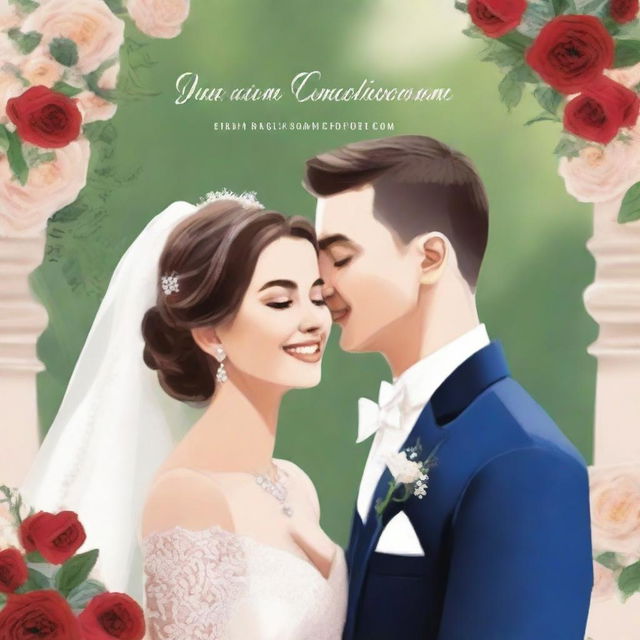 A beautiful book cover titled 'Din ziua în care te-am cunoscut' featuring Evelyn and Adam on their wedding day