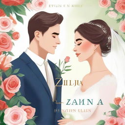 A beautiful book cover titled 'Din ziua în care te-am cunoscut' featuring Evelyn and Adam on their wedding day