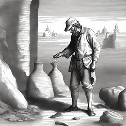 An English archaeologist during an expedition on an island discovered unusual vessels with liquid in a castle