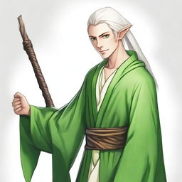 A 25-year-old young male elf with a slender but strong build