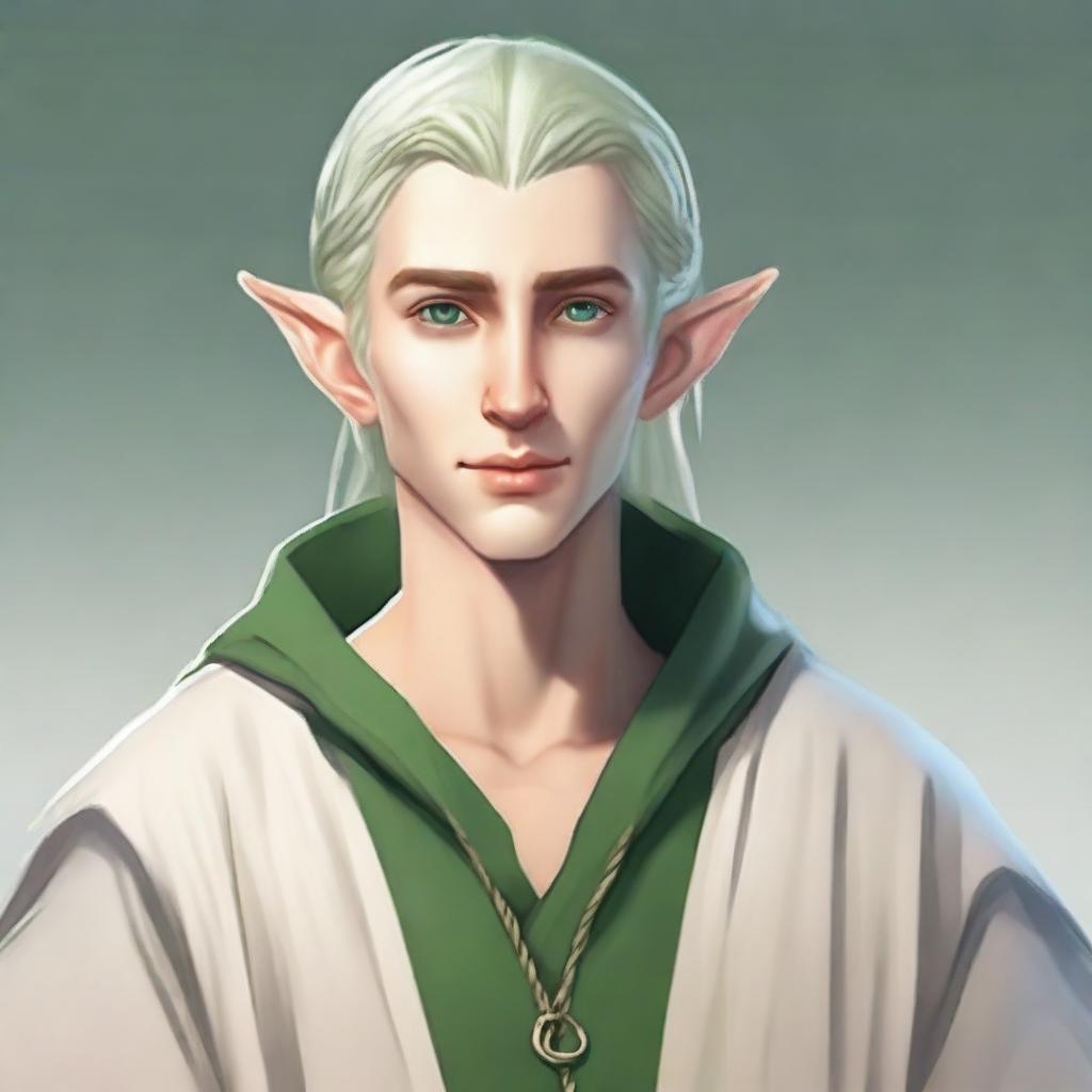 A 25-year-old young male elf with a slender but strong build