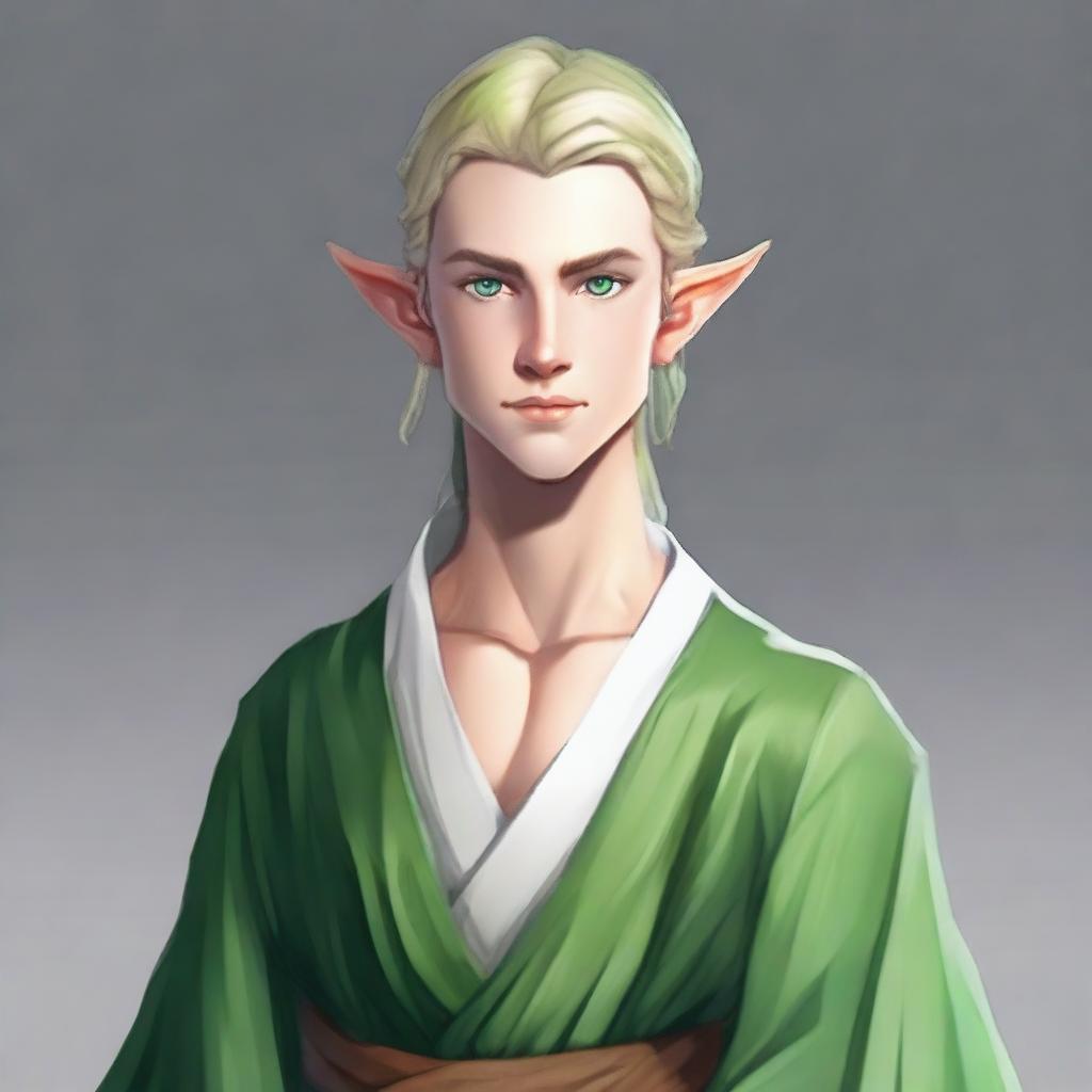 A 25-year-old young male elf with a slender but strong build