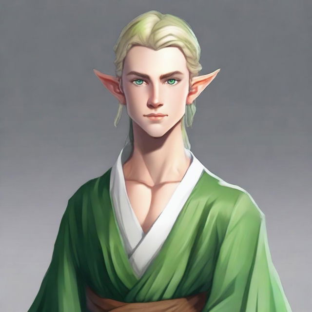 A 25-year-old young male elf with a slender but strong build