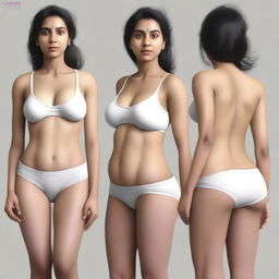 A hyper-realistic full body length portrait of Sweta Tiwari with her stomach and legs entirely visible