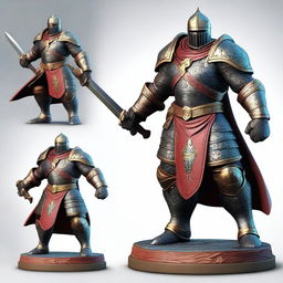 A powerful medieval knight character, featured in a fantasy gaming board game piece style