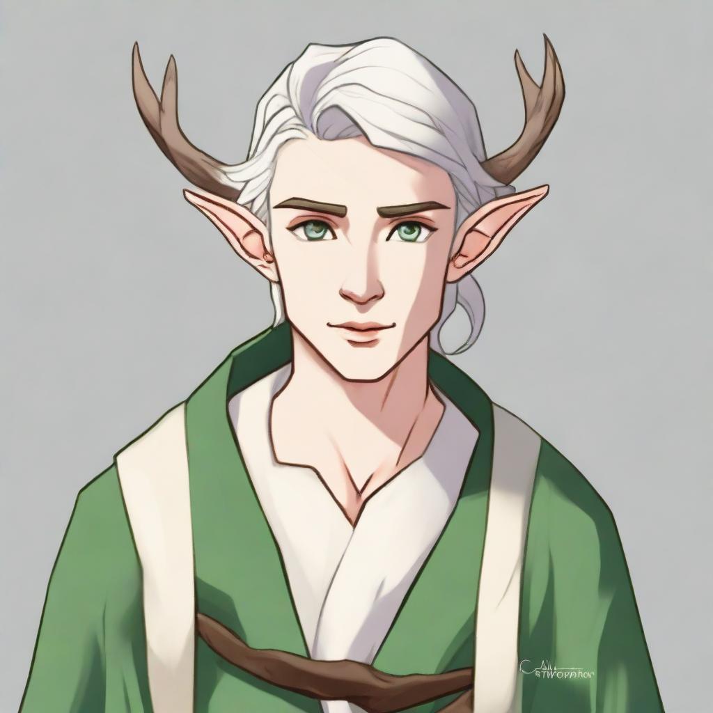 A 25-year-old young male elf with a slender but strong build