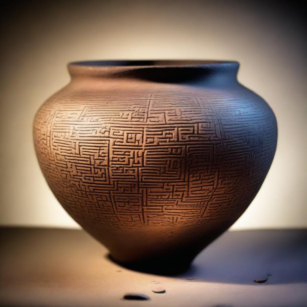 An image of an ancient vessel containing liquid, with partially blurred inscriptions 'Salva' visible on its surface