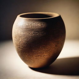 An image of an ancient vessel containing liquid, with partially blurred inscriptions 'Salva' visible on its surface