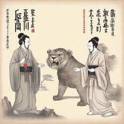 在战场中的一名职业为剑圣的魔战士，他身穿盔甲，手持一把巨大的剑，背景是一个充满战斗和混乱的场景。天空中有乌云，地上有燃烧的火焰和倒下的敌人。