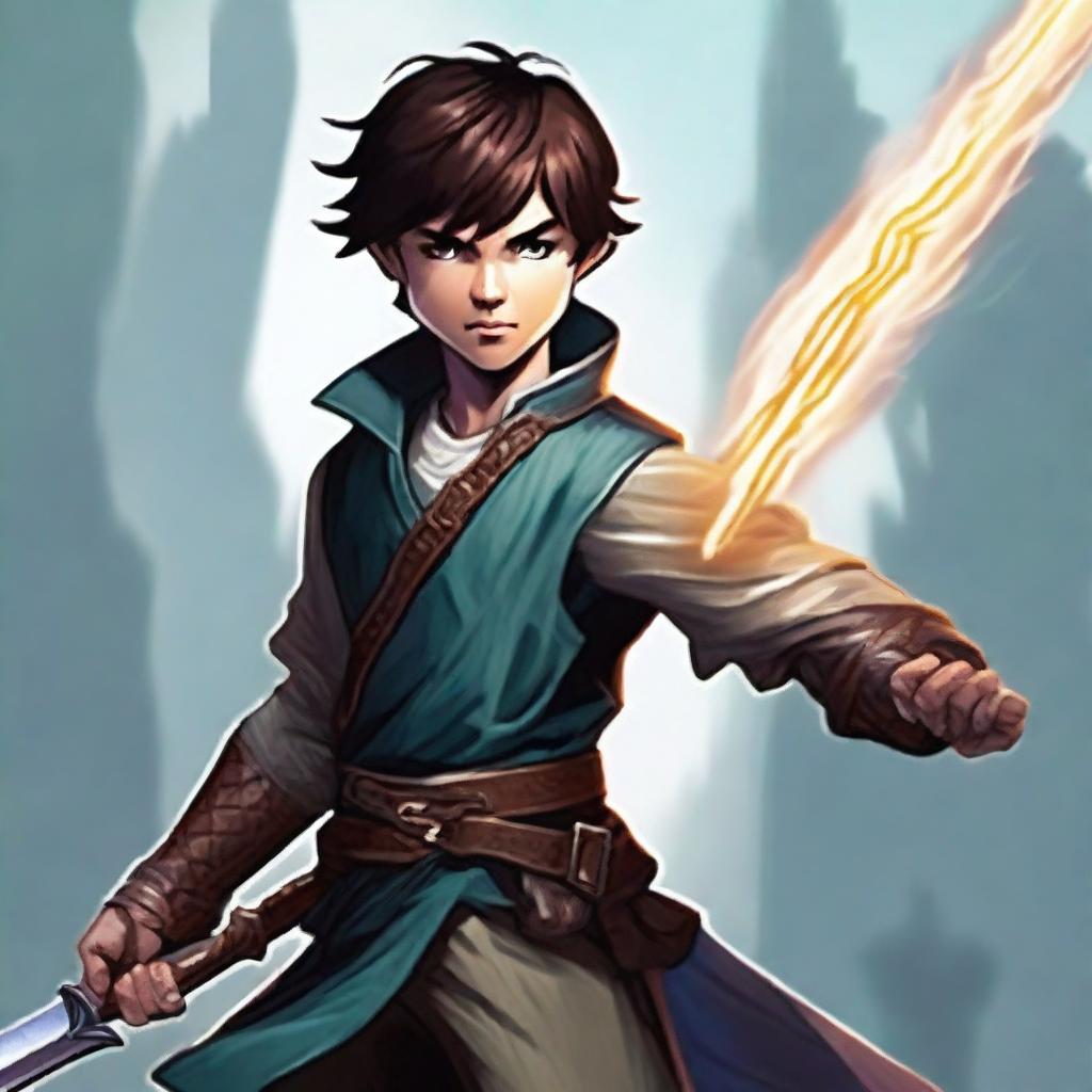 Create a profile image of a young human swordmaster from Dungeons & Dragons