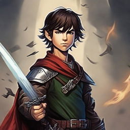 Create a profile image of a young human swordmaster from Dungeons & Dragons