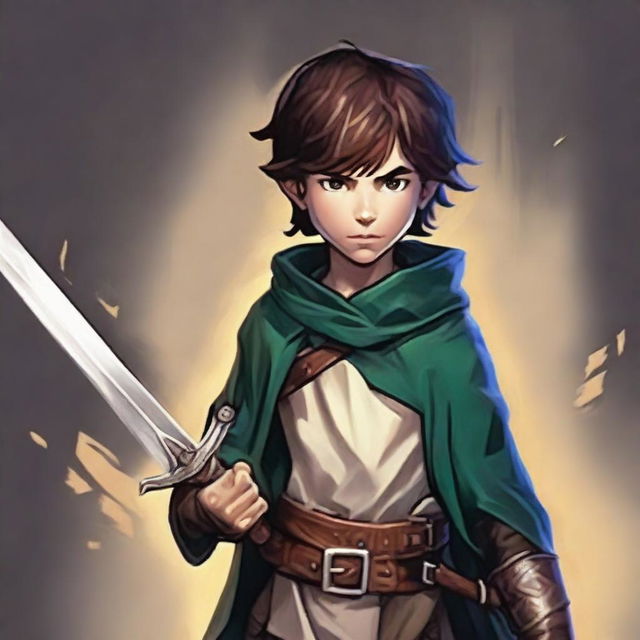 Create a profile image of a young human swordmaster from Dungeons & Dragons