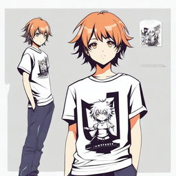 Create a t-shirt design featuring a striking anime character