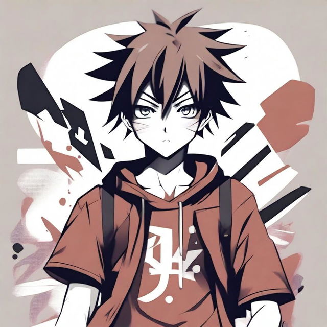 Create a t-shirt design featuring a striking anime character