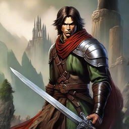 Create a high-resolution, realistic profile image of a human swordmaster from Dungeons & Dragons