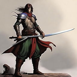 Create a high-resolution, realistic profile image of a human swordmaster from Dungeons & Dragons