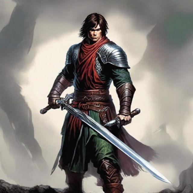 Create a high-resolution, realistic profile image of a human swordmaster from Dungeons & Dragons