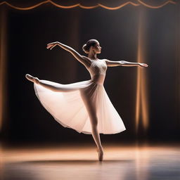 A beautiful ballet dancer performing on stage, surrounded by elegant and graceful movements