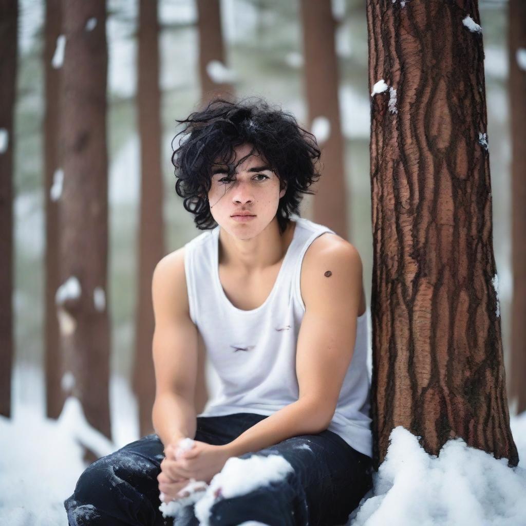 A 22-year-old guy with wavy and curly black hair