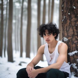 A 22-year-old guy with wavy and curly black hair