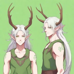 A 25-year-old young male half-dryad with a slender but strong build