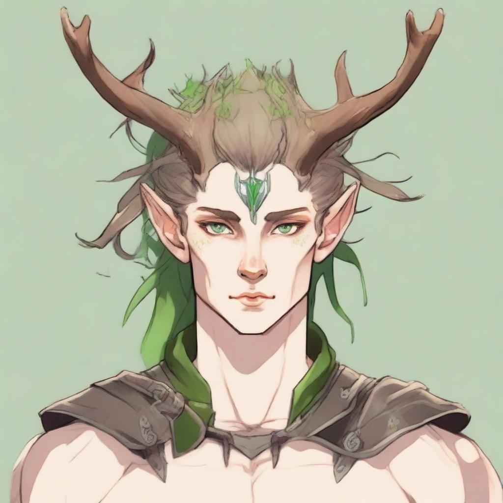 A 25-year-old young male half-dryad with a slender but strong build