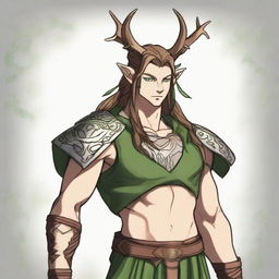 A 25-year-old young male half-dryad with a slender but strong build