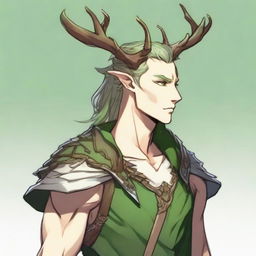 A 25-year-old young male half-dryad with a slender but strong build